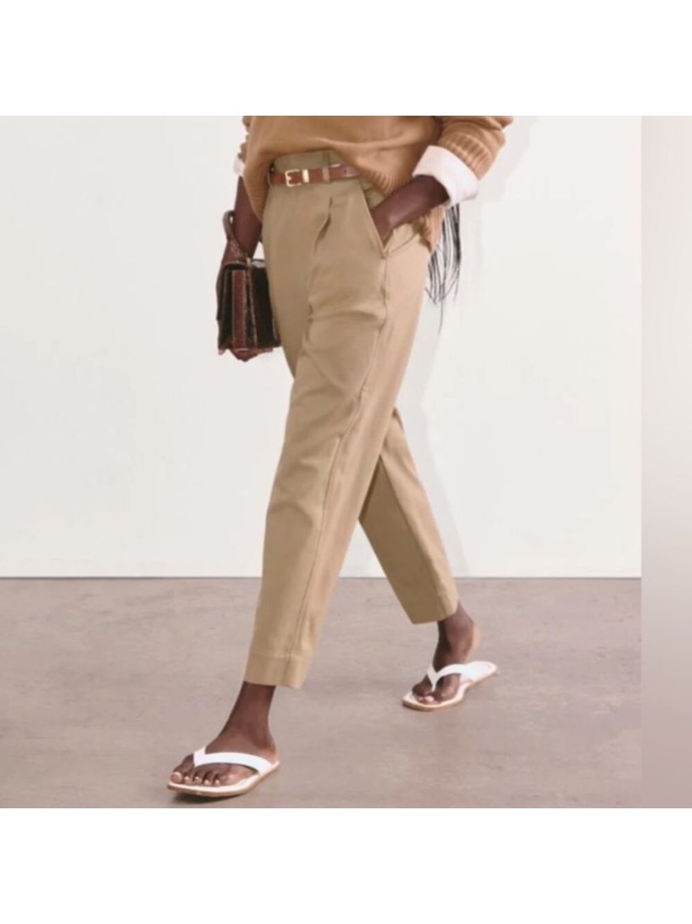 Everlane The Draper TENCEL Way-High Taper Pant in Buttersmooth Tan Trousers